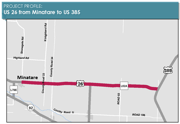 US-26 Minatare to US-385 Map
