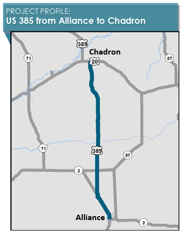 US-385 Alliance to Chadron Map