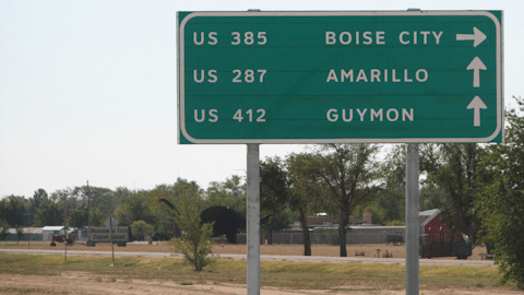 Image of Highway Sign on US 287 in Oklahoma